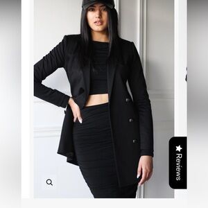 Stylish Black Blazer and Skirt Set